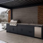 winter outdoor kitchen under pergola